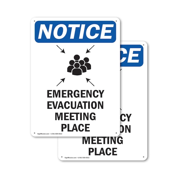 Signmission Emergency Evacuation, 10 in W x Rectangle, Plastic OS-2PACK-NS-P-1014-V-11797 - main